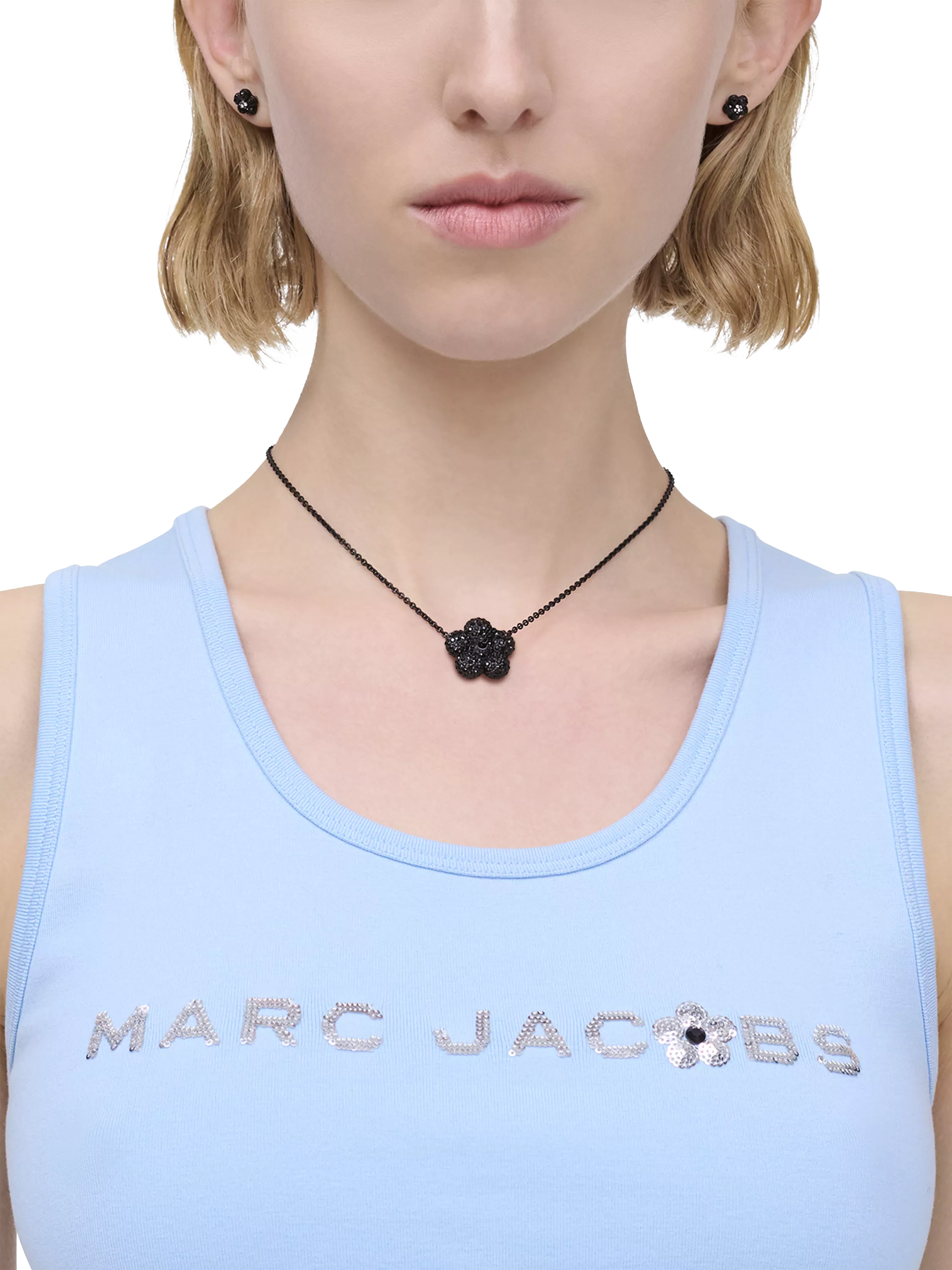 Marc Jacobs pave balloon daisy pendant black 46mm, imported from the UK