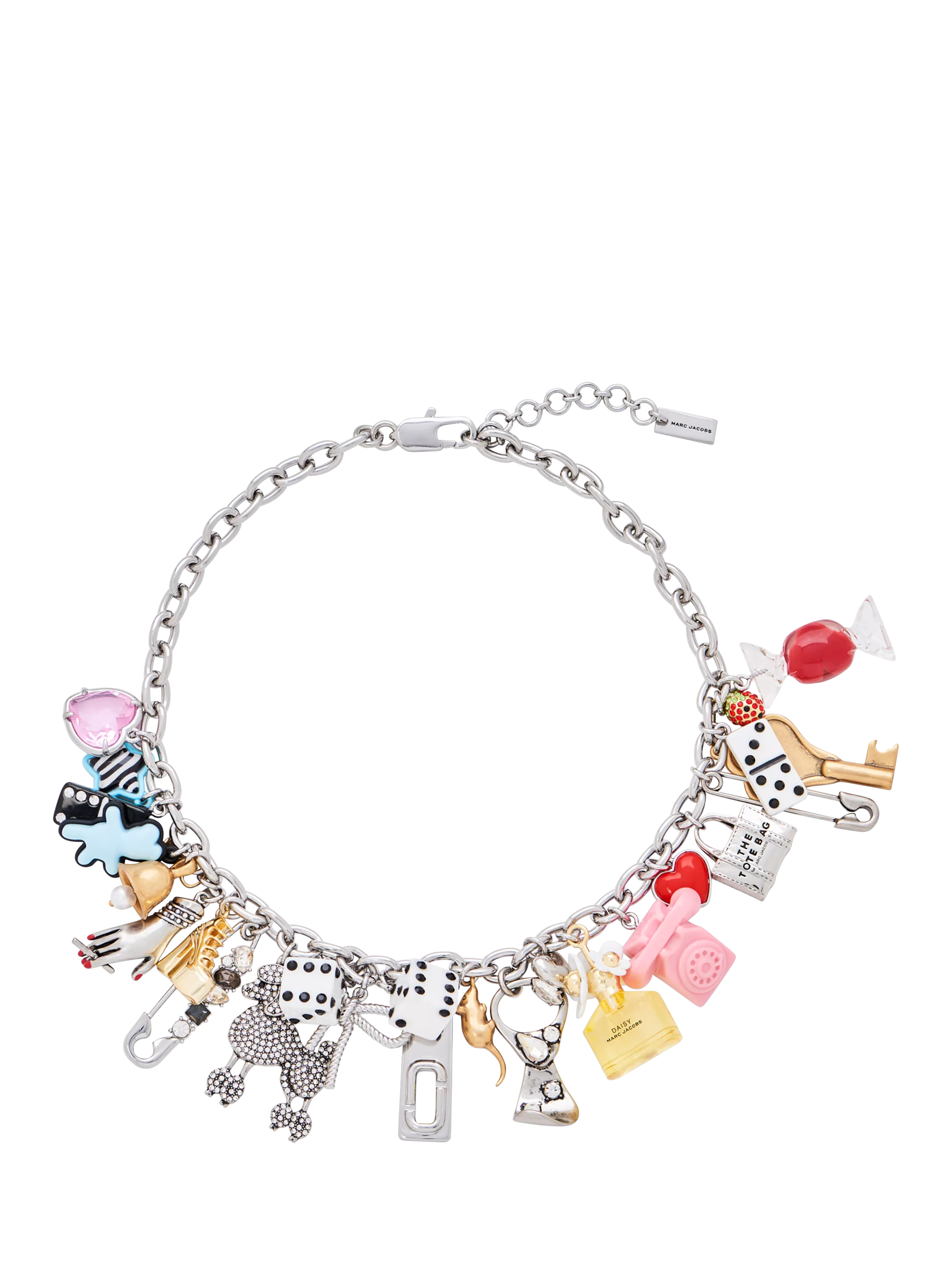 Marc Jacobs Sticker Statement Necklace Silver Multi - British product