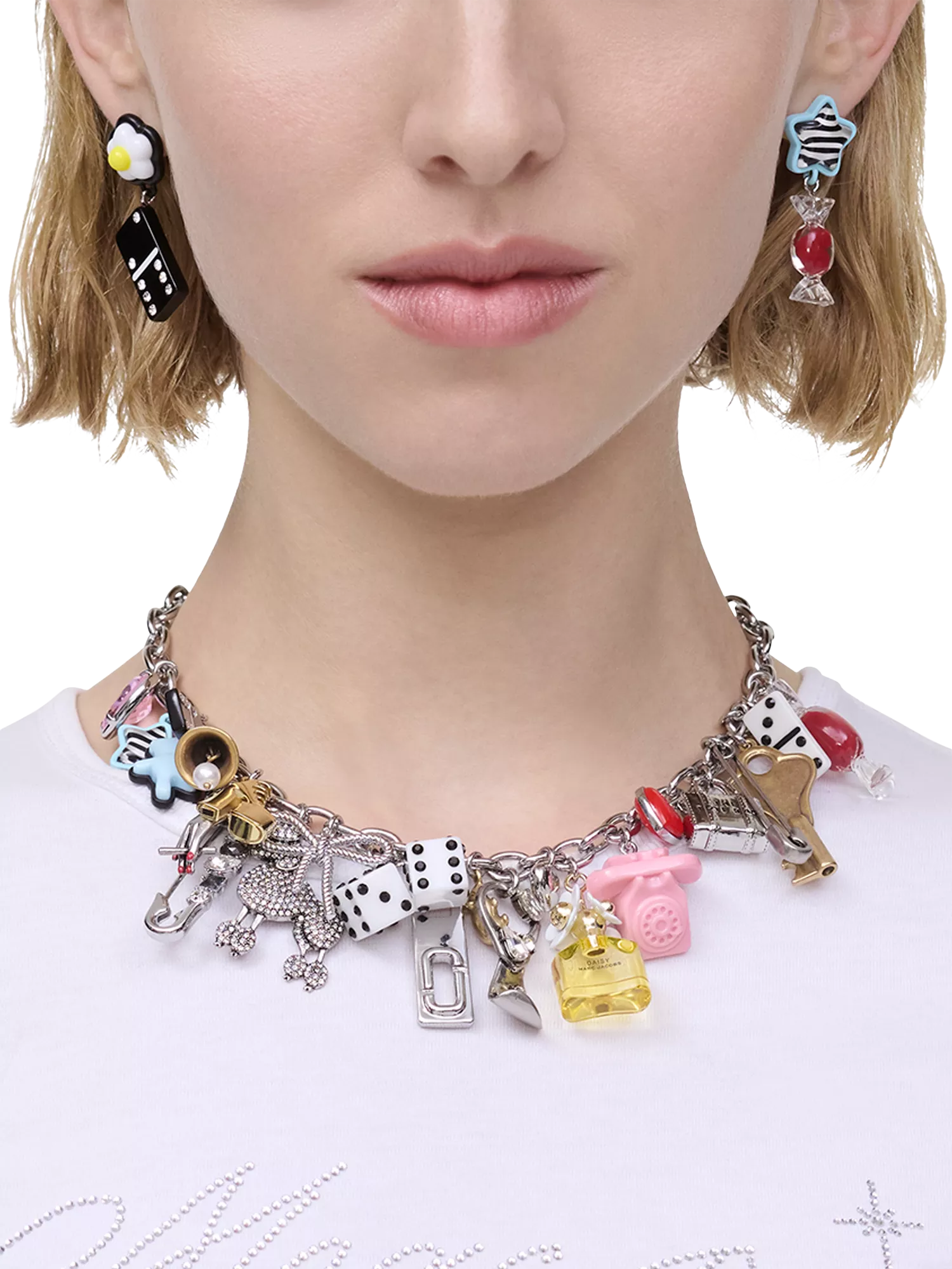 Marc Jacobs Sticker Statement Necklace Silver Multi - British product