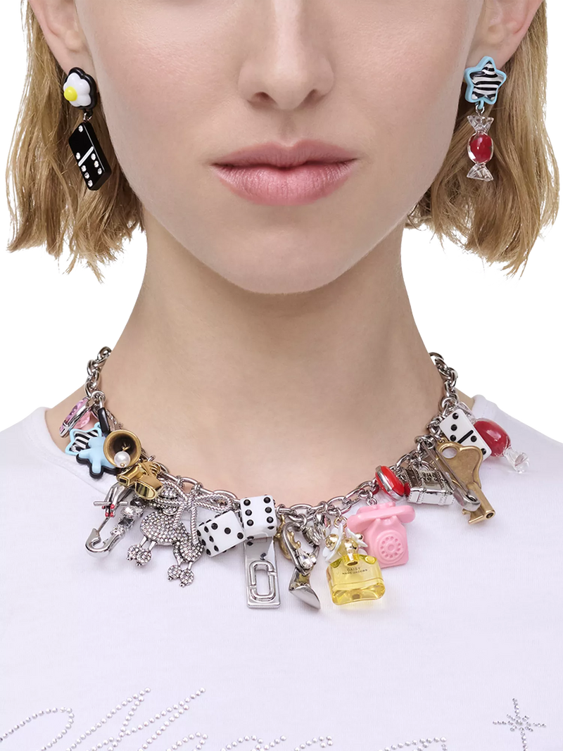 Marc Jacobs Sticker Statement Necklace Silver Multi - British product