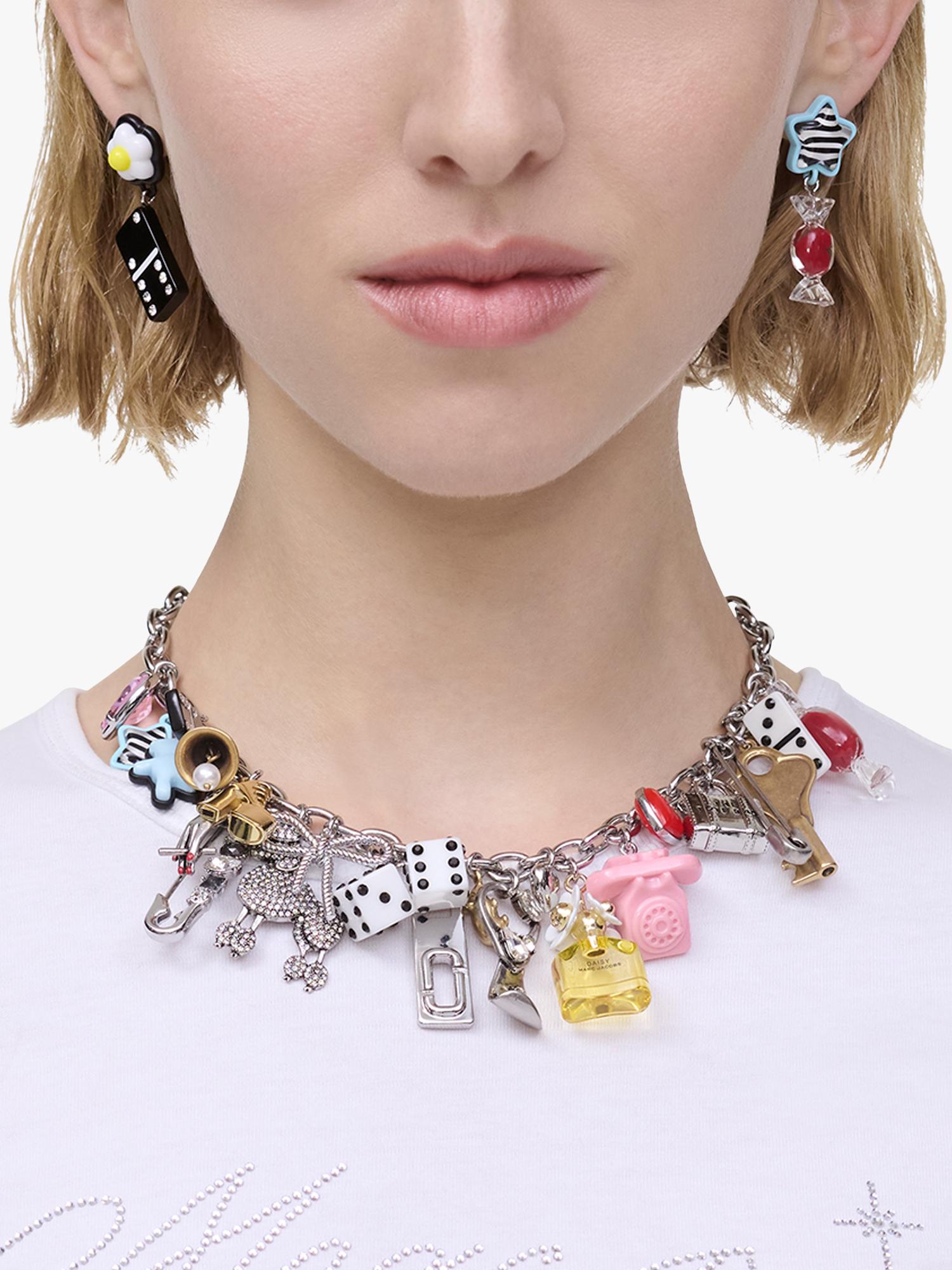 Marc Jacobs Sticker Statement Necklace Silver Multi - British product