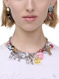 Marc Jacobs Sticker Statement Necklace Silver Multi - British product