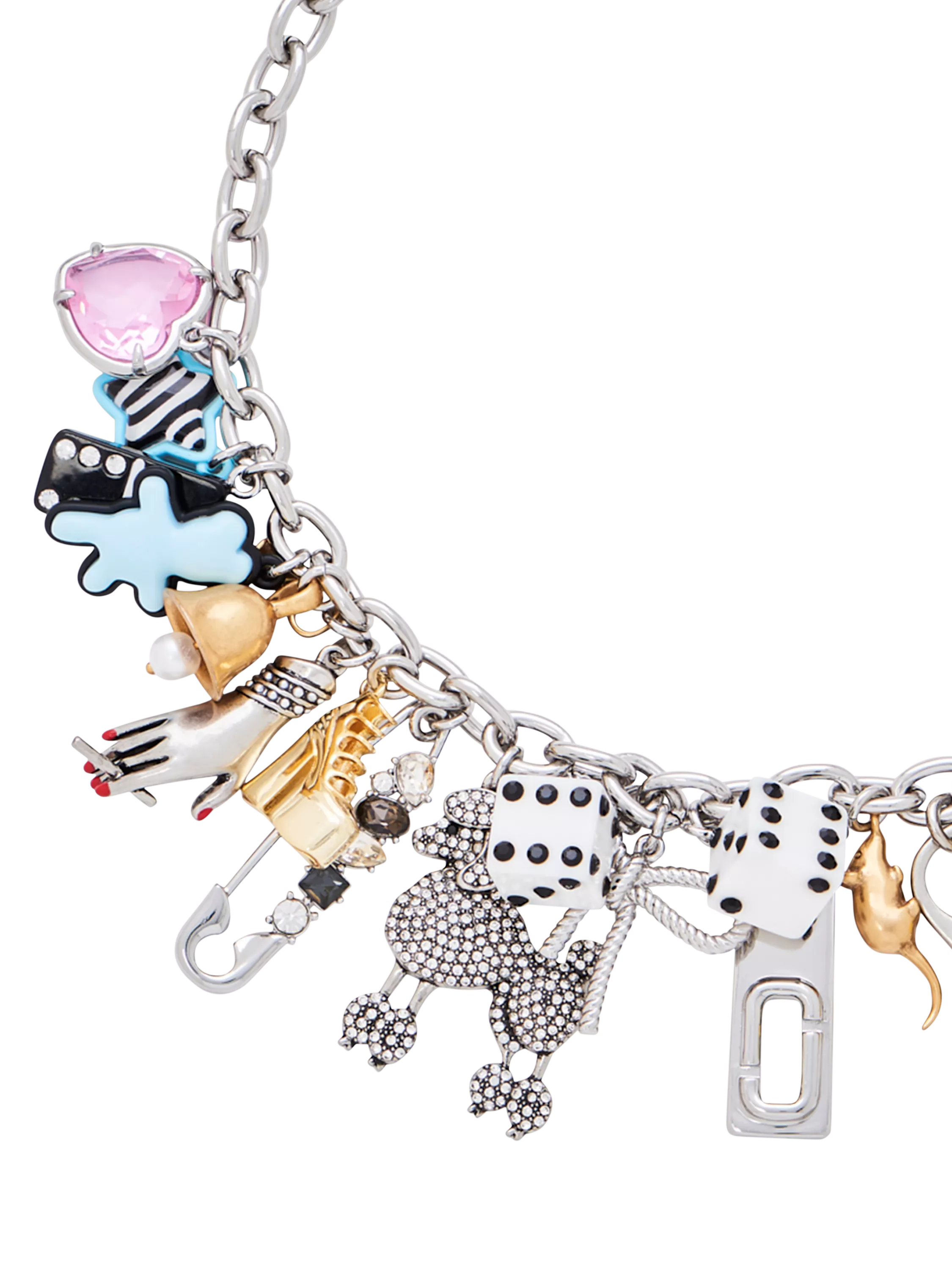 Marc Jacobs Sticker Statement Necklace Silver Multi - British product