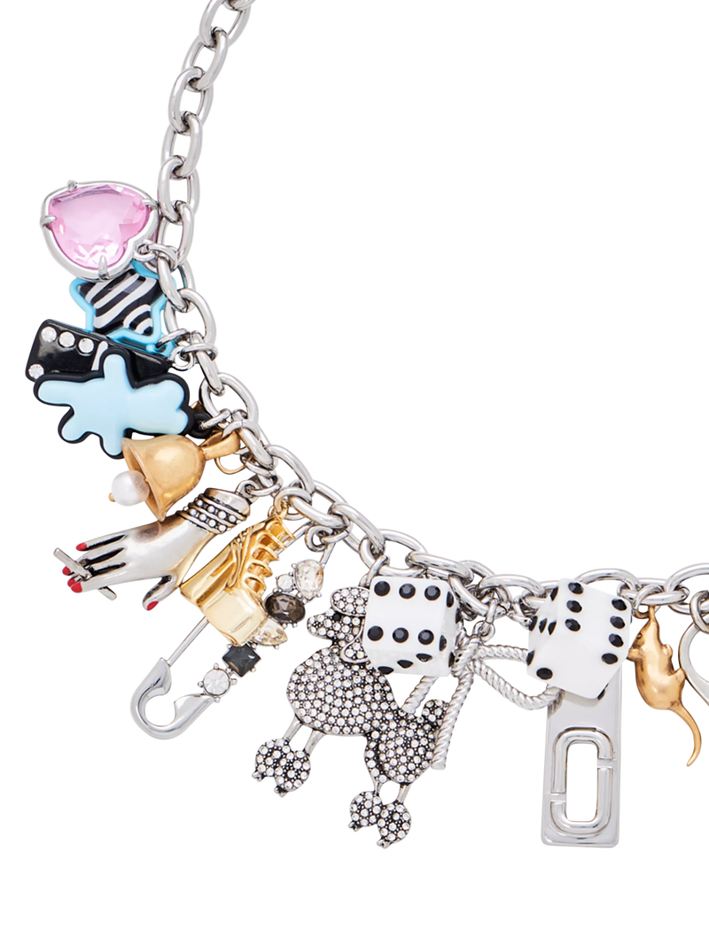 Marc Jacobs Sticker Statement Necklace Silver Multi - British product