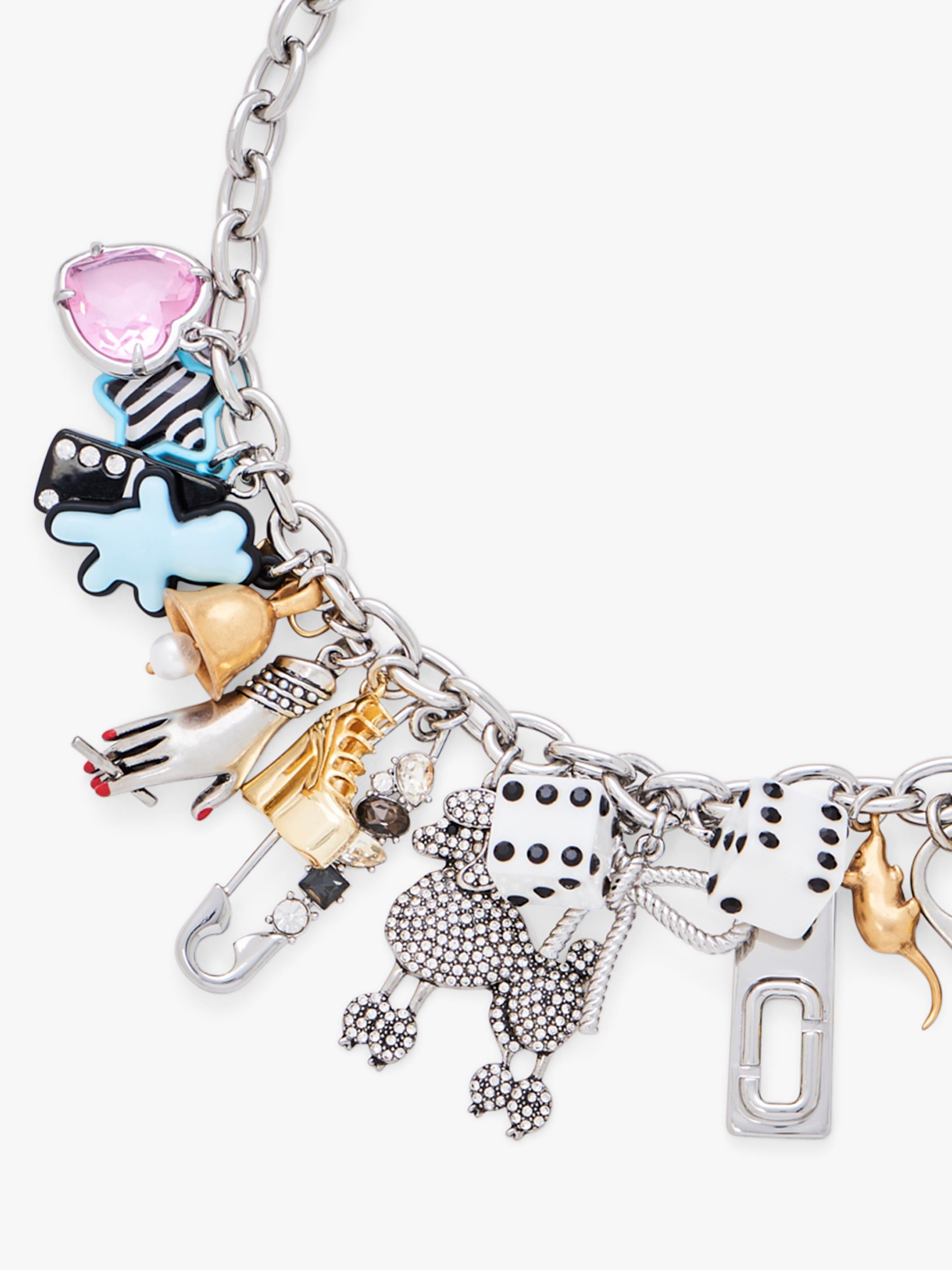 Marc Jacobs Sticker Statement Necklace Silver Multi - British product