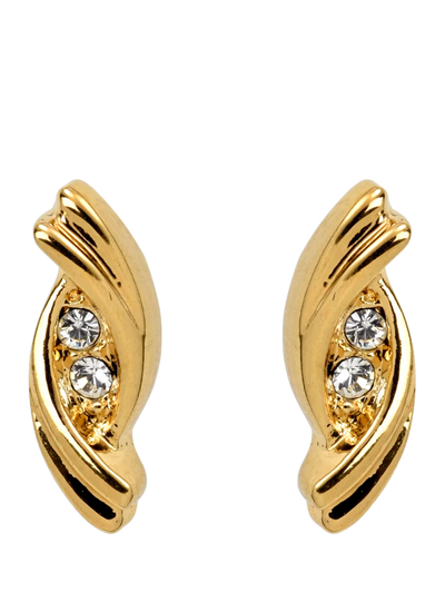 John Lewis Eclectica Pre-Loved 22ct Gold Plated Stud Earrings with Swarovski Crystals- Buy online at McGrocer