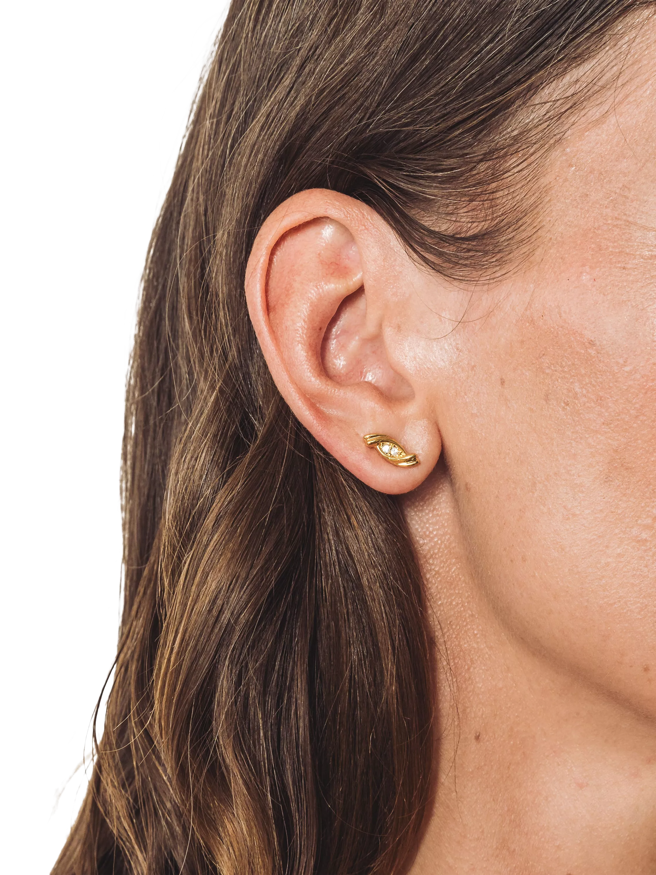 Eclectica gold plated stud earrings with Swarovski crystals, imported from the UK