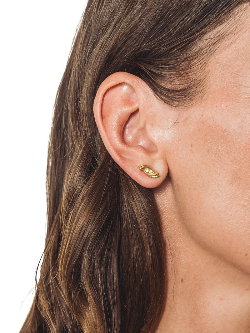 Eclectica gold plated stud earrings with Swarovski crystals, imported from the UK