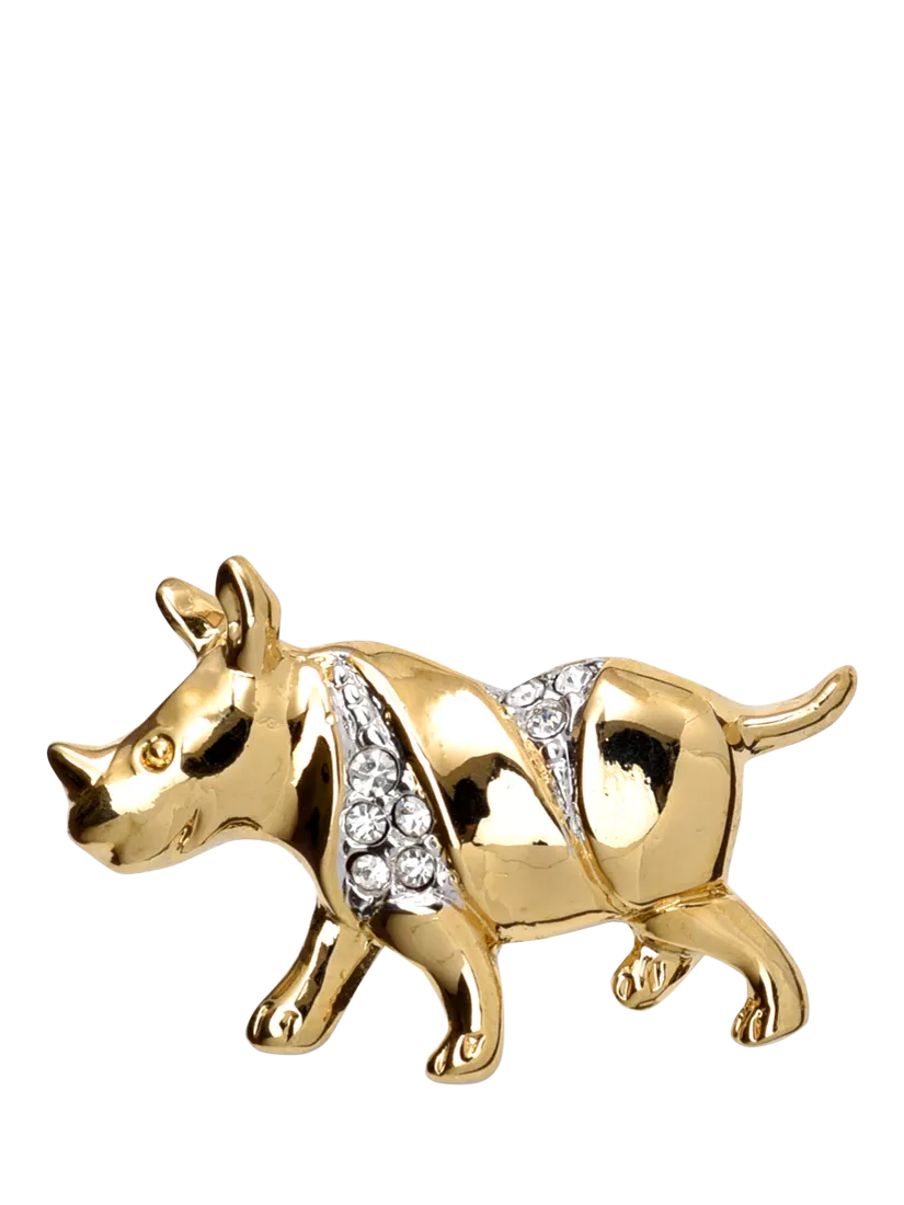 Eclectica gold plated rhino clutch pin with Swarovski crystals (British brand)