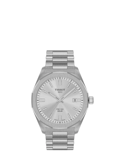 John Lewis Tissot PRC100 Solar Men's Bracelet Strap Watch, Silver, 39mm- Buy online at McGrocer