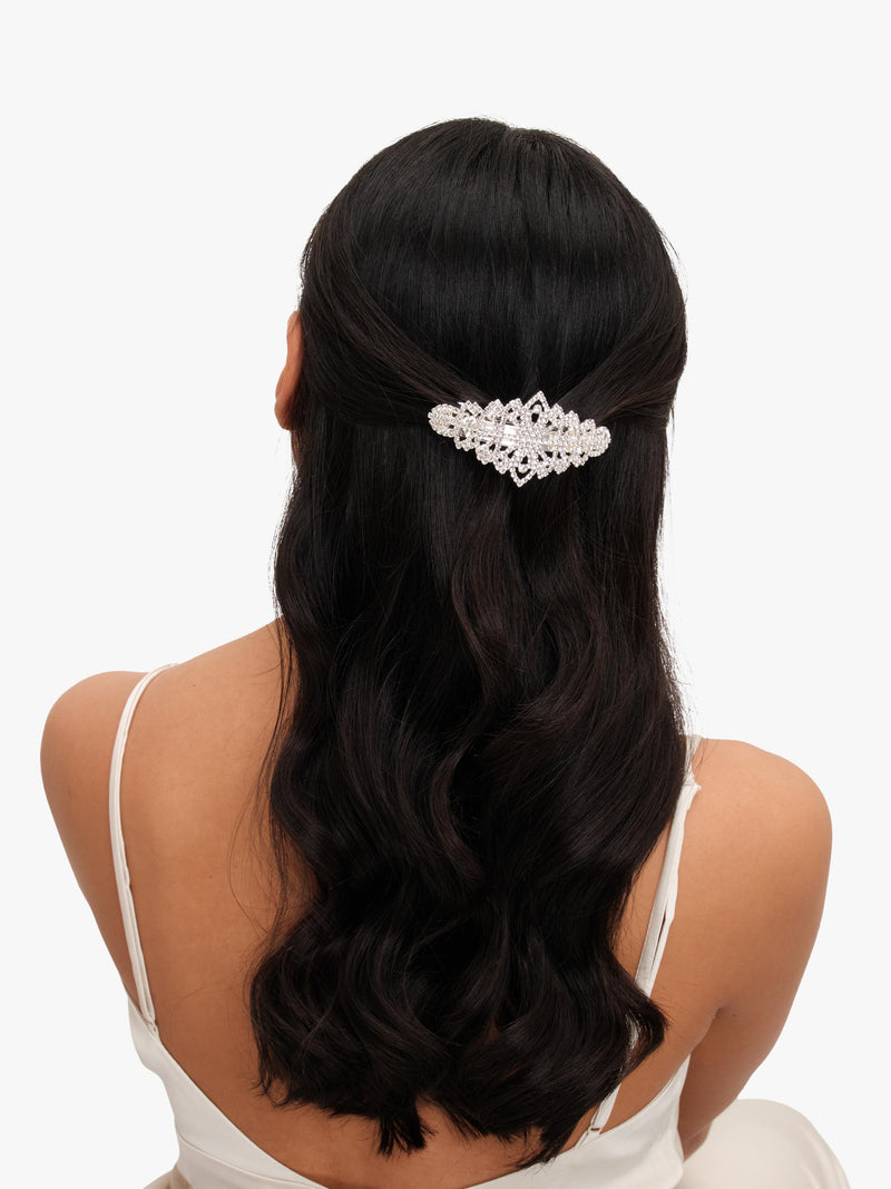 Jon Richard crystal diamante hair barrette in silver, UK version