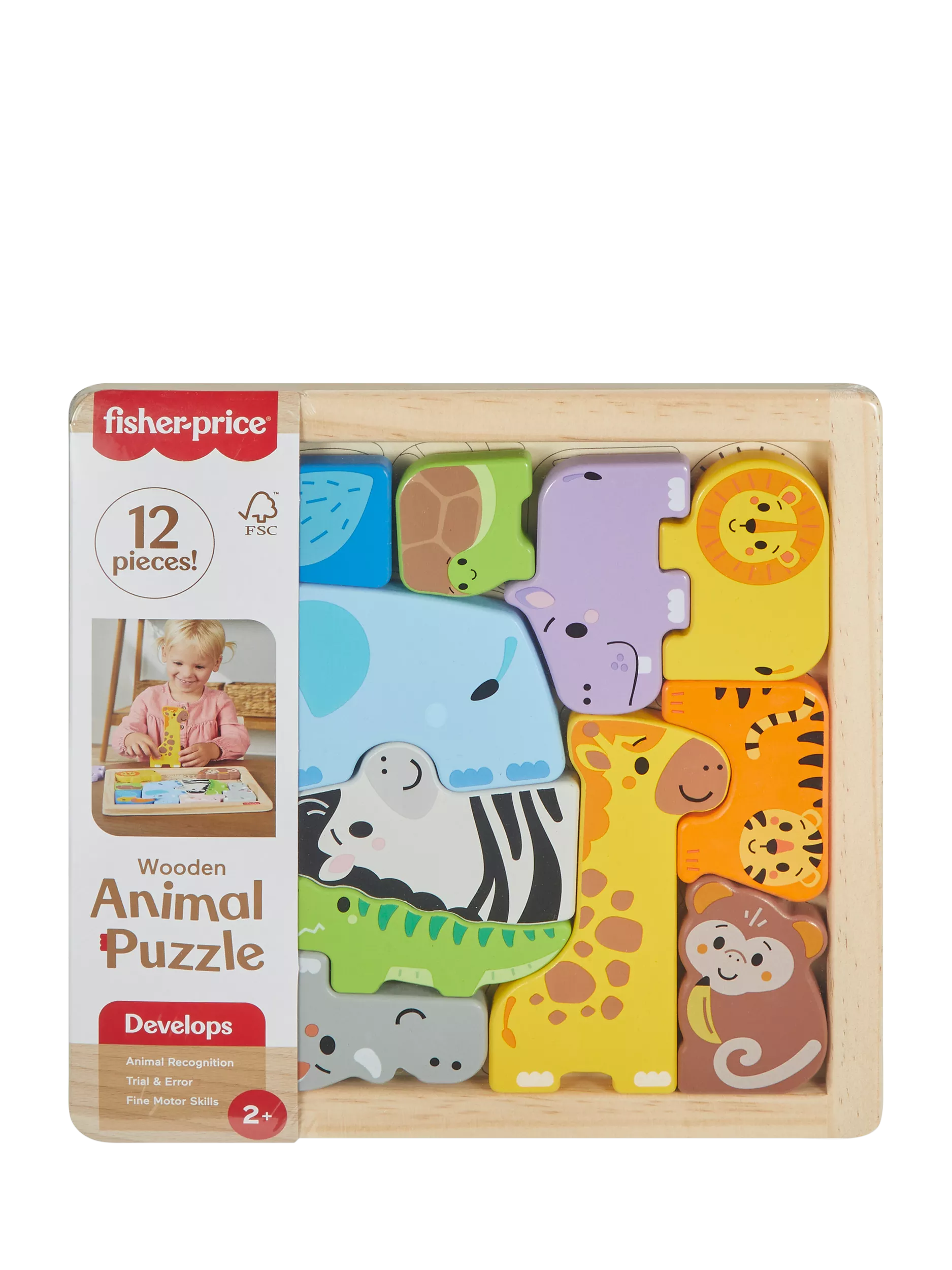 Fisher-Price wooden animal puzzle 12 pieces - British product
