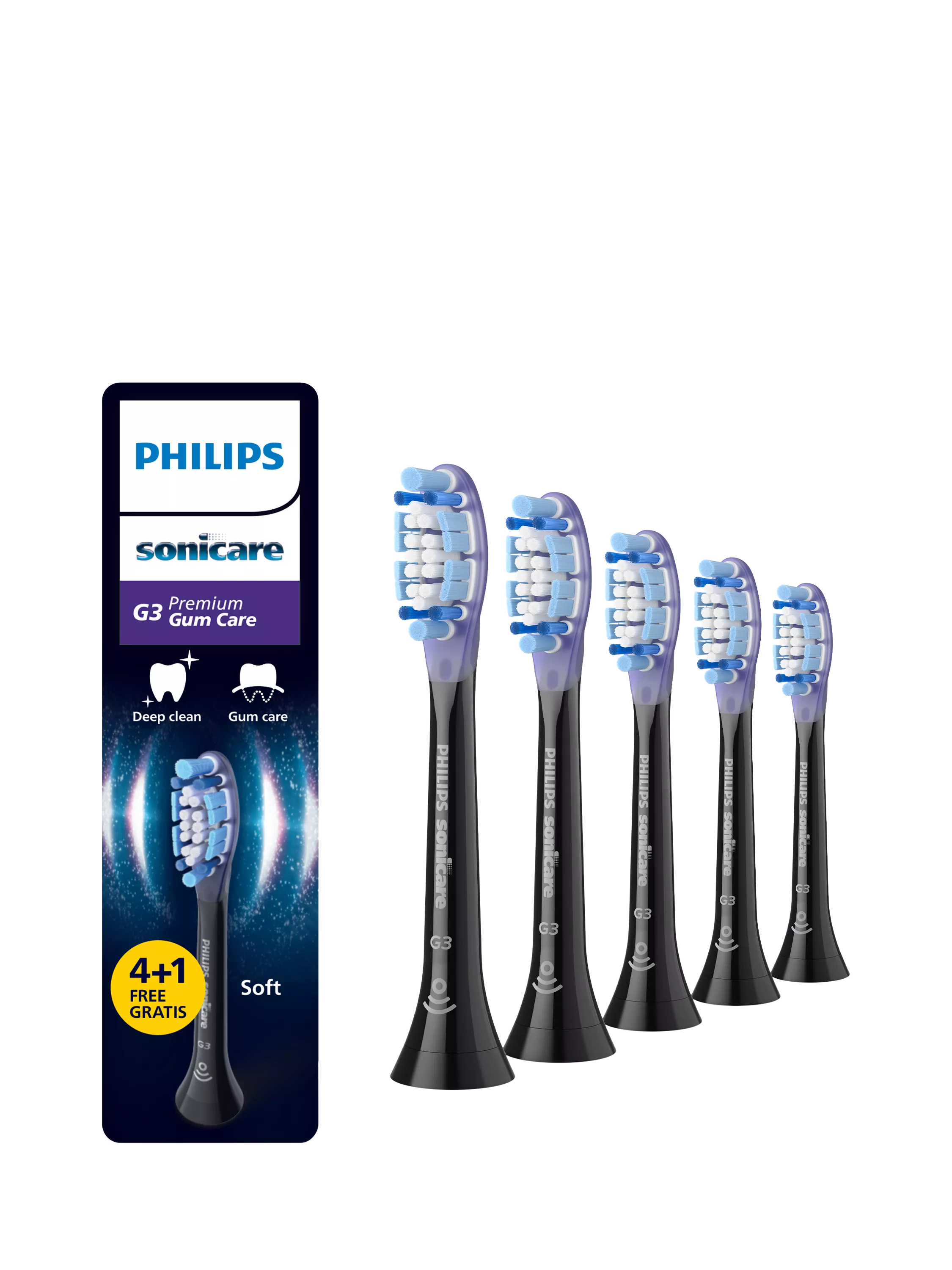 Philips Sonicare Gum Care replacement heads 5-pack black (British brand)