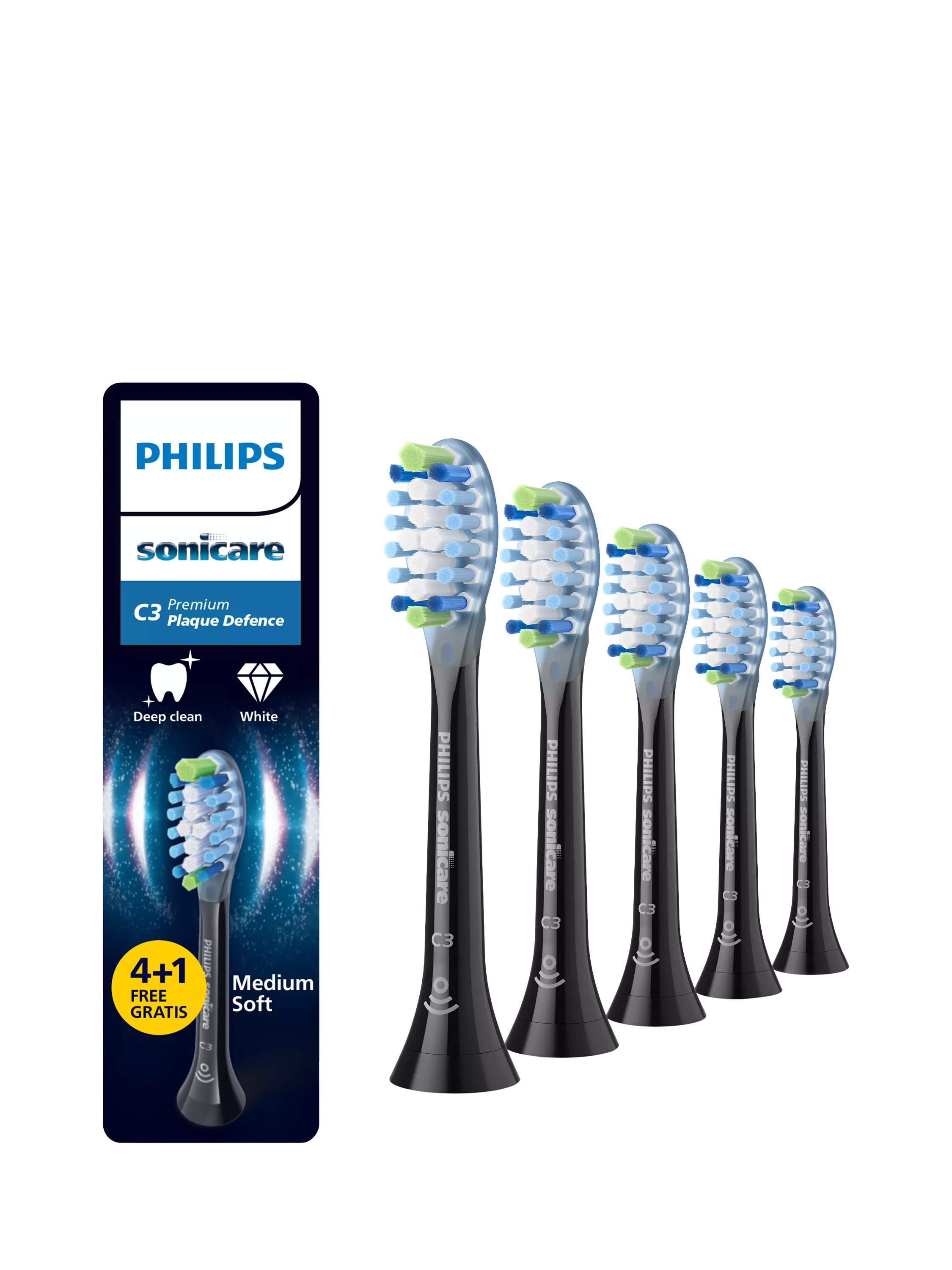 Philips Sonicare C3 Plaque Defence 5-pack black - British product