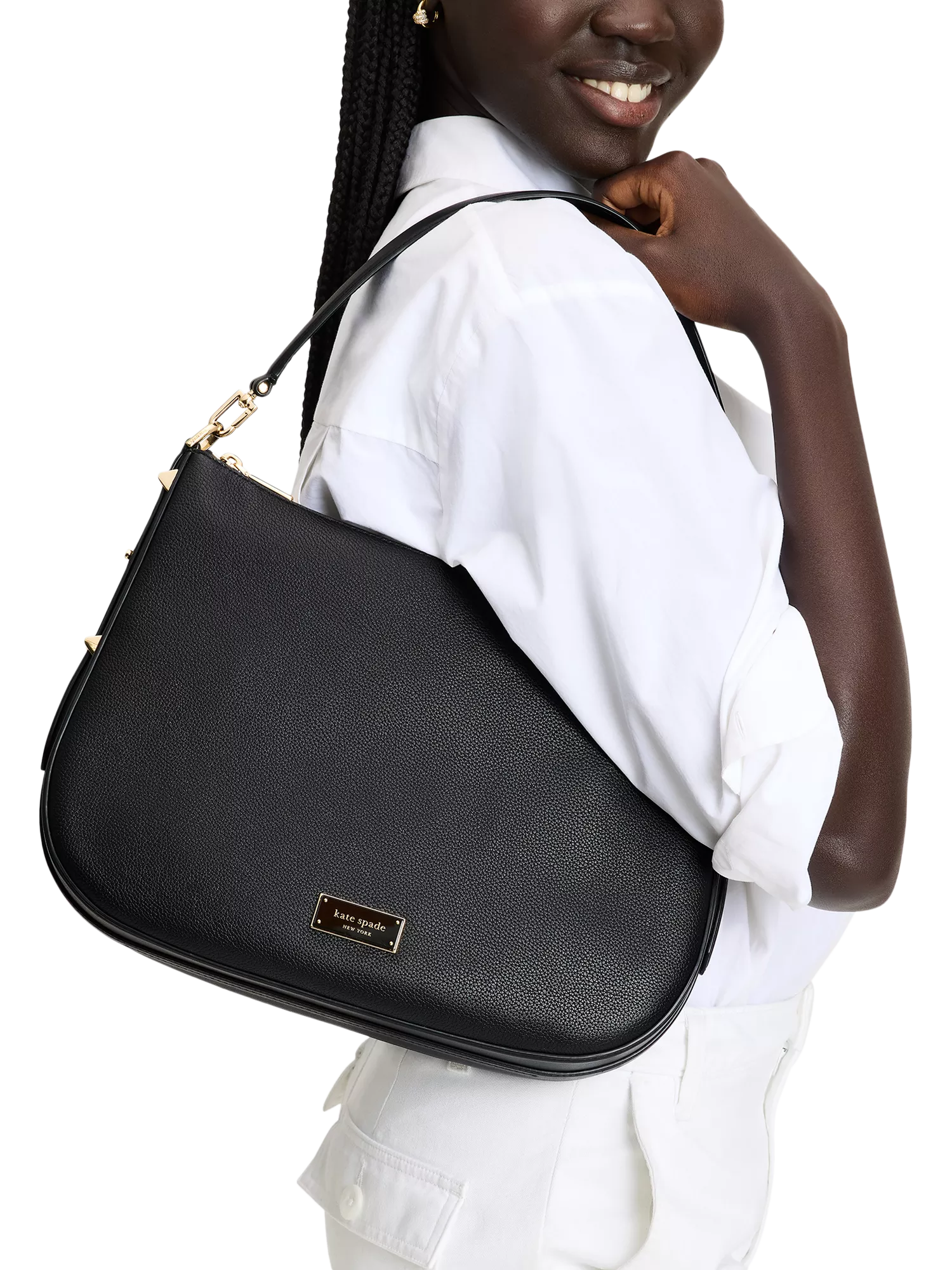kate spade new york large hobo bag pebble leather, imported from the UK