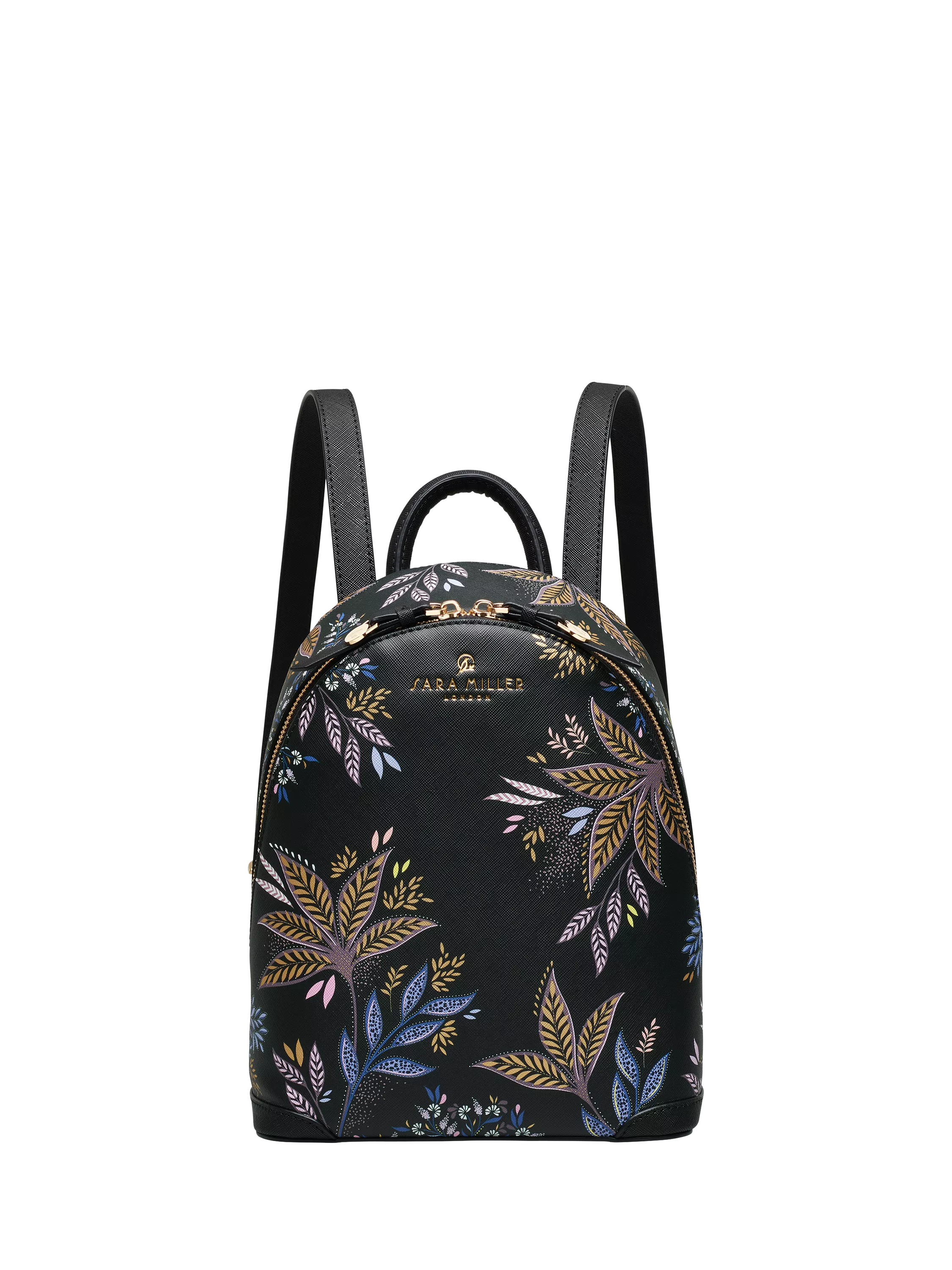 Sara Miller Black Botanic Mini Backpack polyurethane imported from the UK