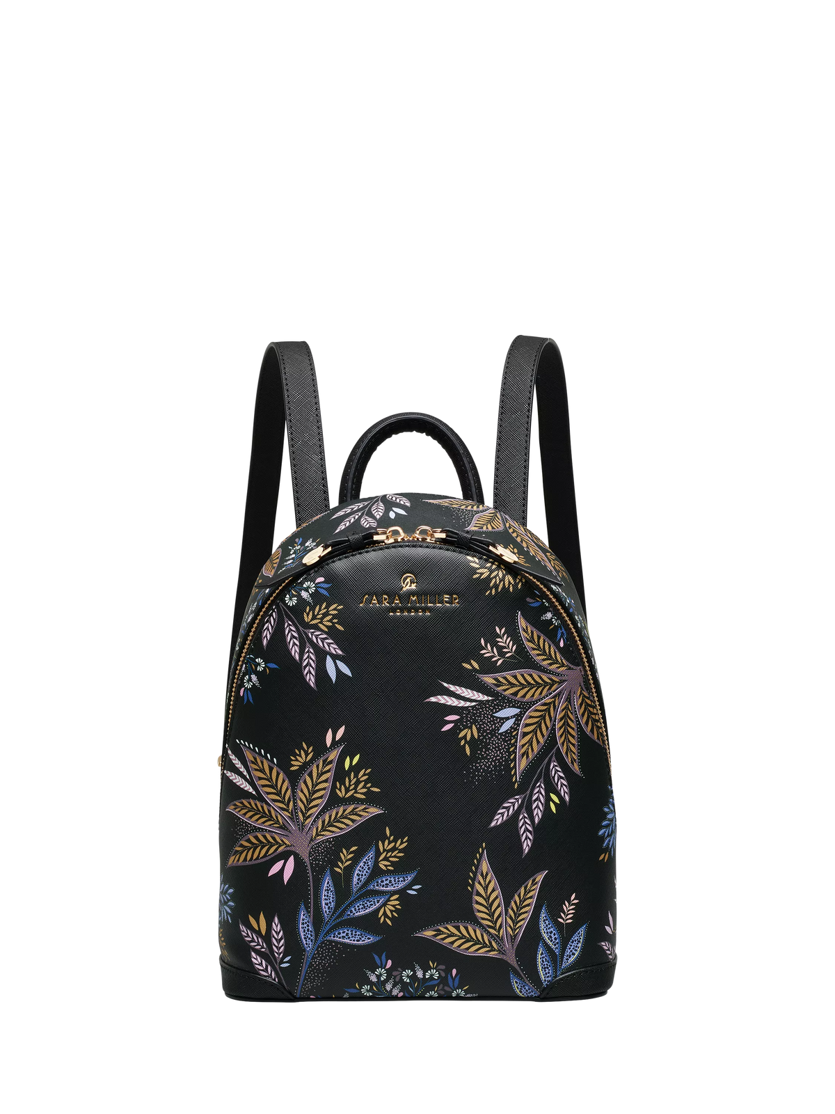 Sara Miller Black Botanic Mini Backpack polyurethane imported from the UK