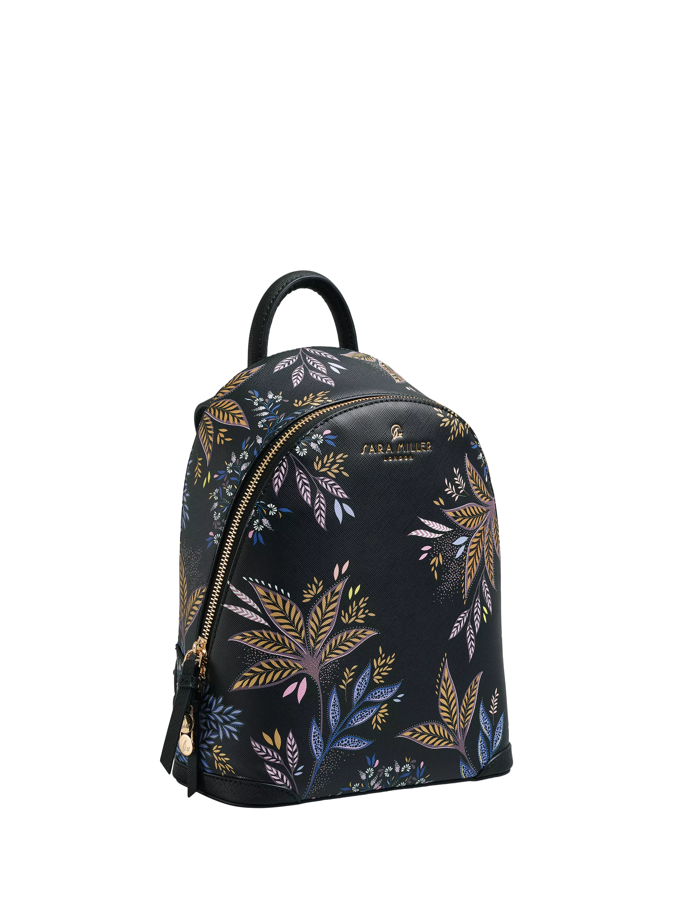 Sara Miller Black Botanic Mini Backpack polyurethane imported from the UK