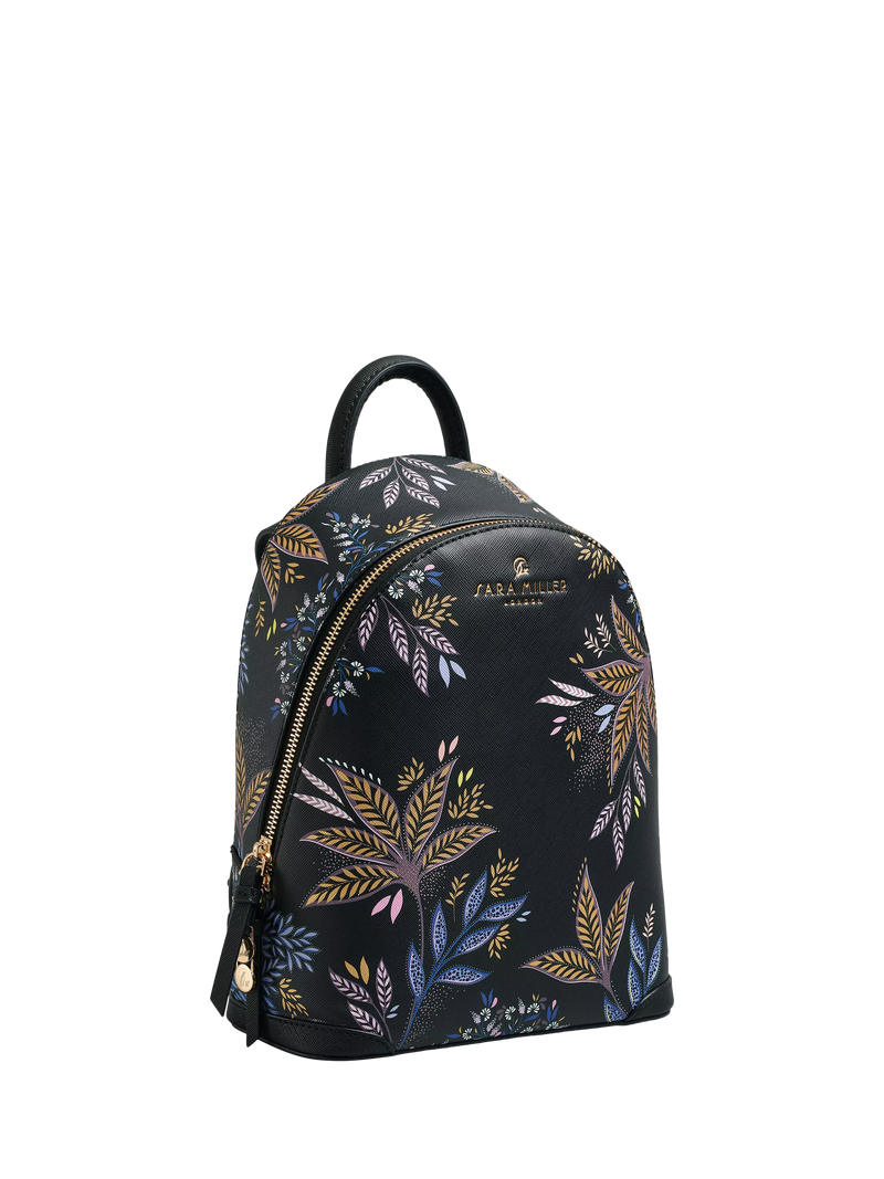 Sara Miller Black Botanic Mini Backpack polyurethane imported from the UK