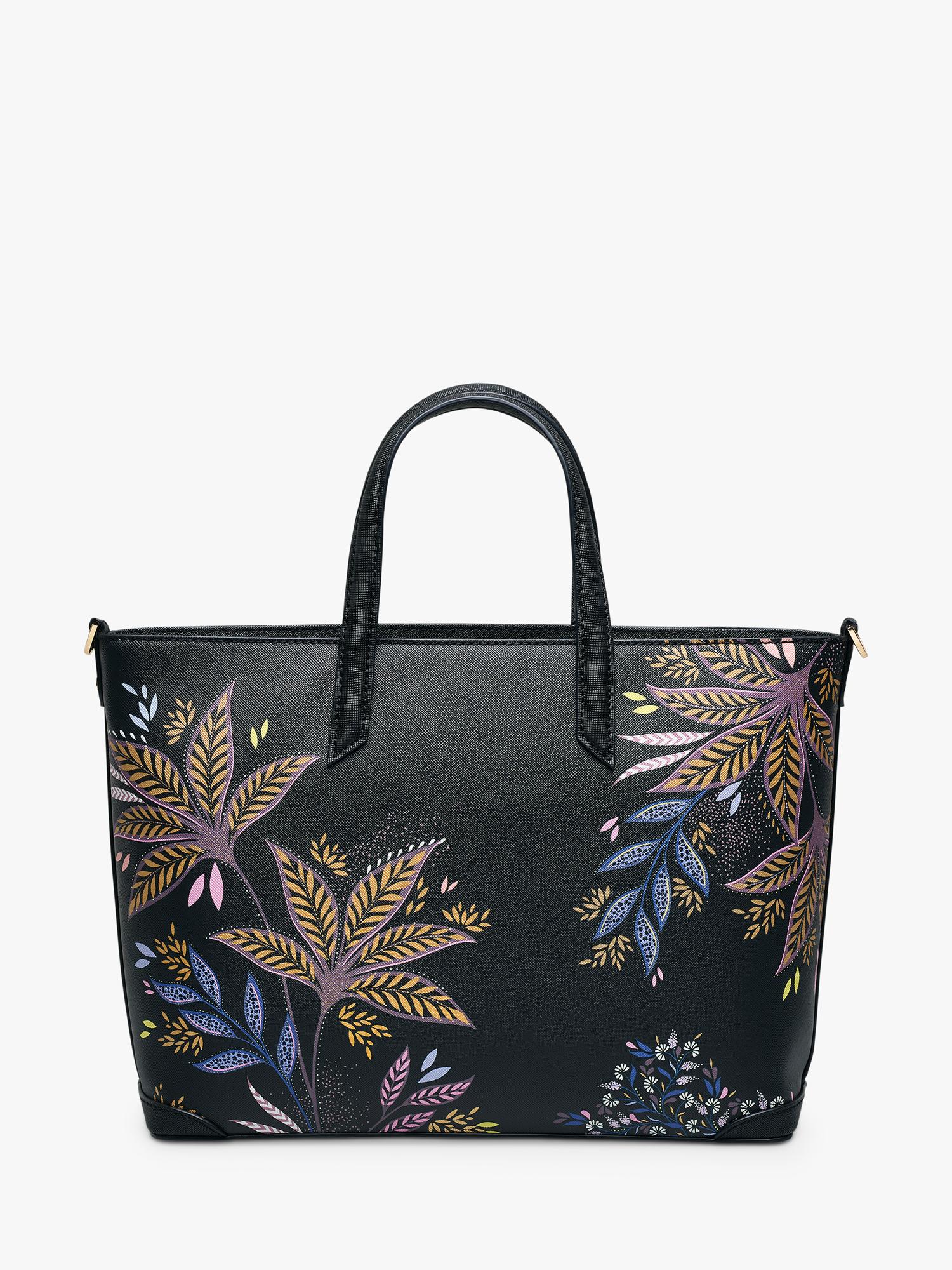 Sara Miller black botanic print medium tote bag, imported from the UK