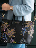 Sara Miller black botanic print medium tote bag, imported from the UK