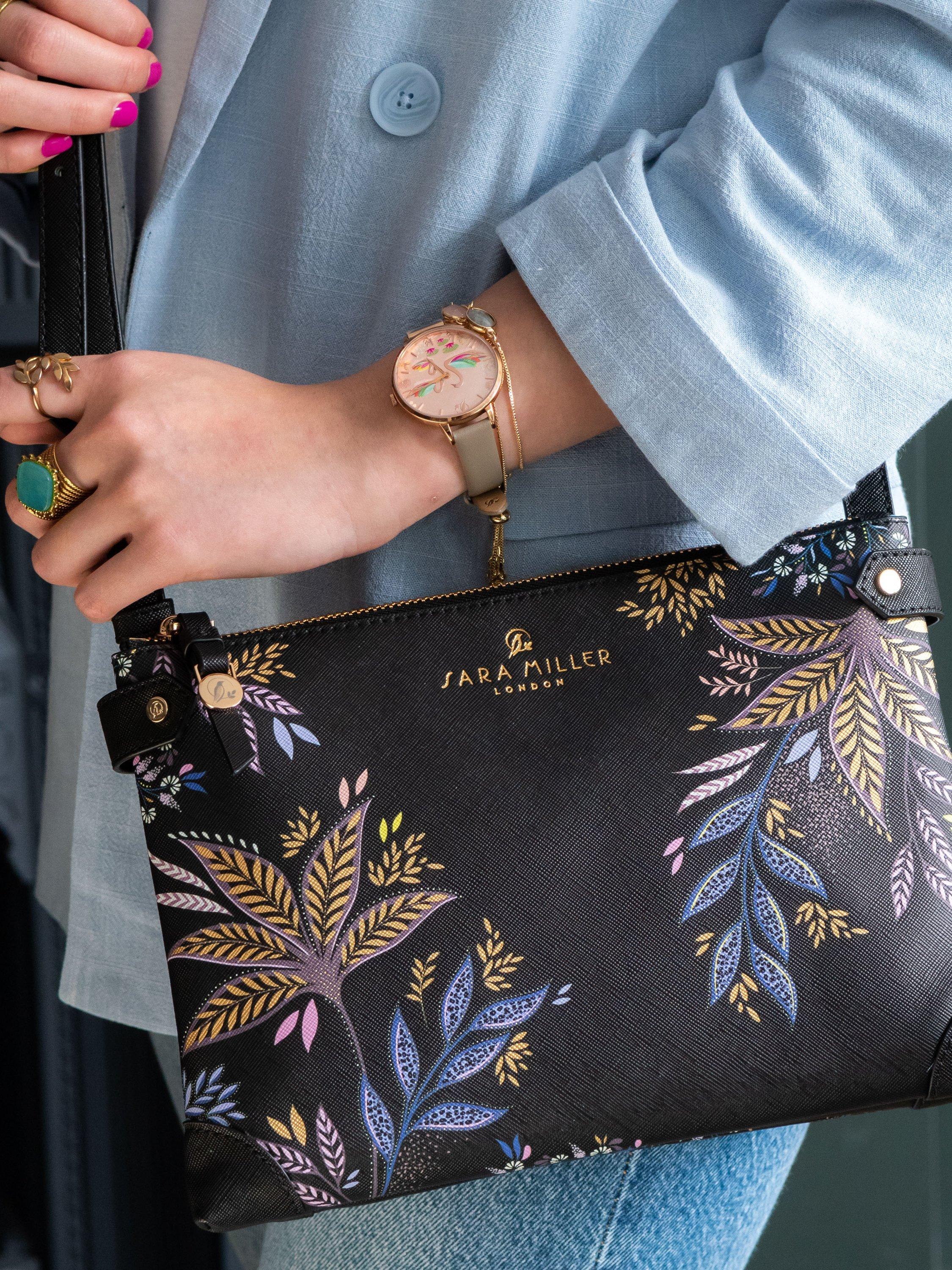 Sara Miller crossbody bag Black Botanic - British product