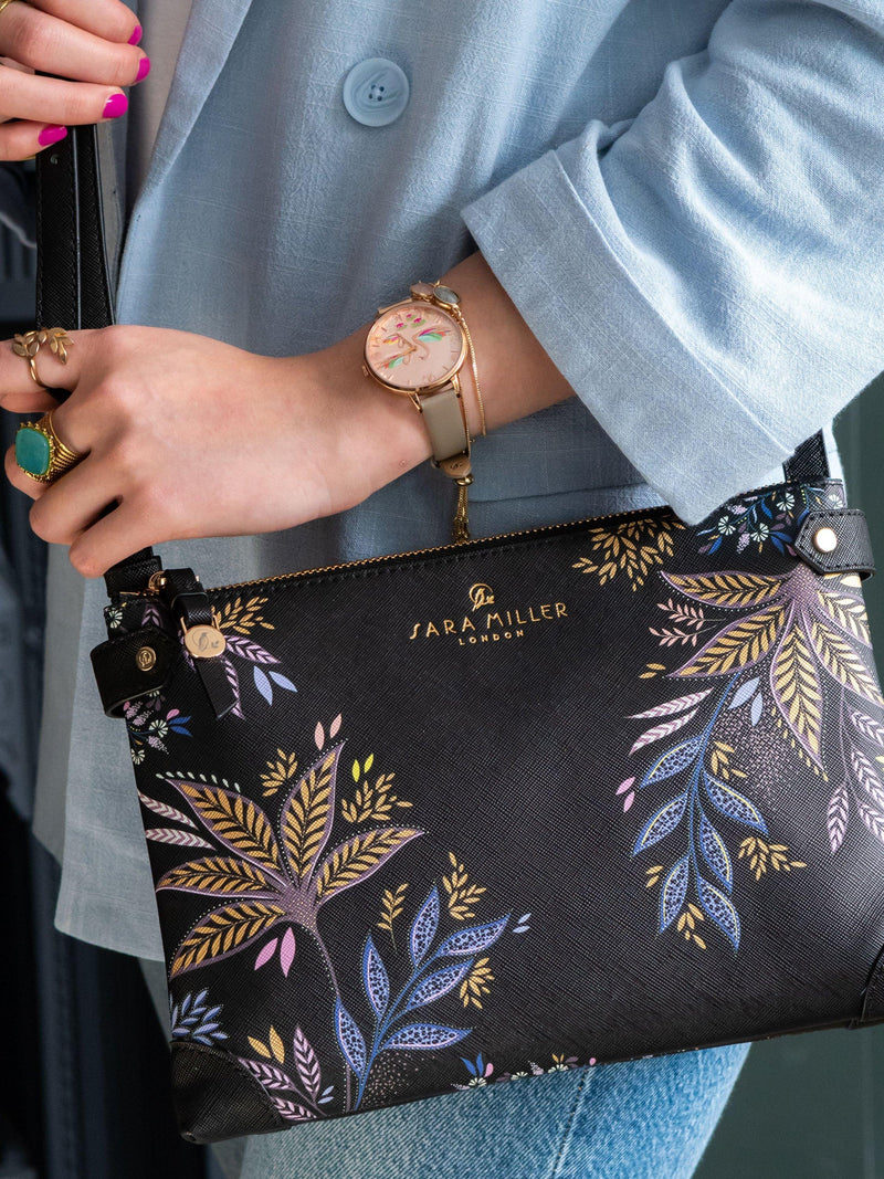 Sara Miller crossbody bag Black Botanic - British product