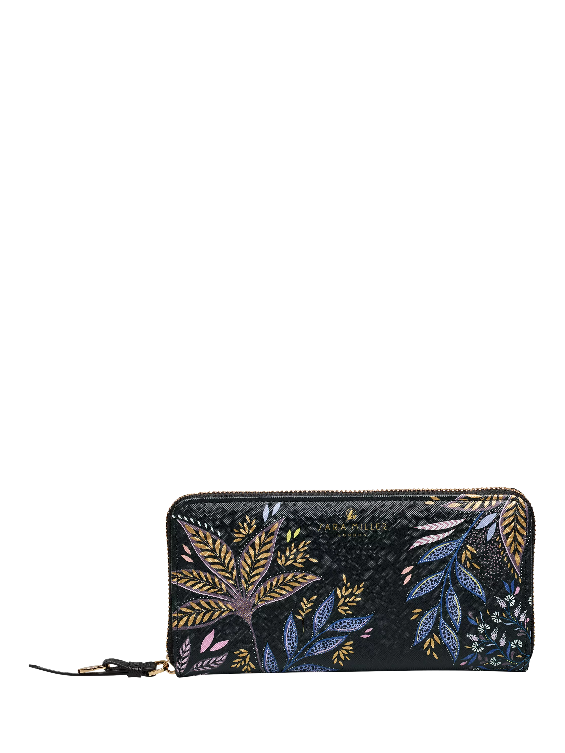 Sara Miller large zip purse Black Botanic print (British brand)