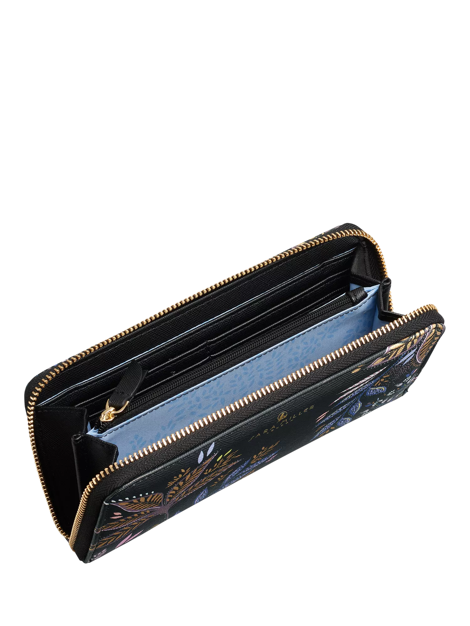 Sara Miller large zip purse Black Botanic print (British brand)