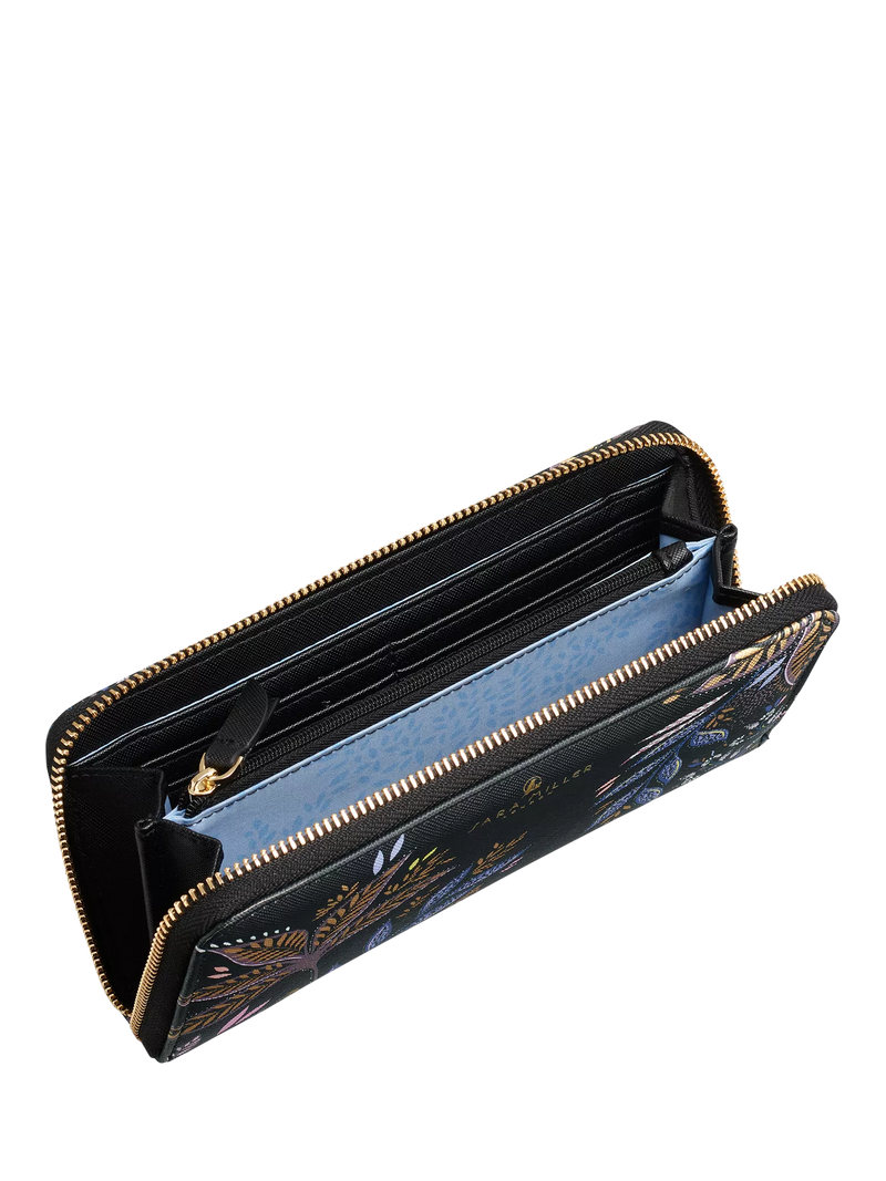 Sara Miller large zip purse Black Botanic print (British brand)