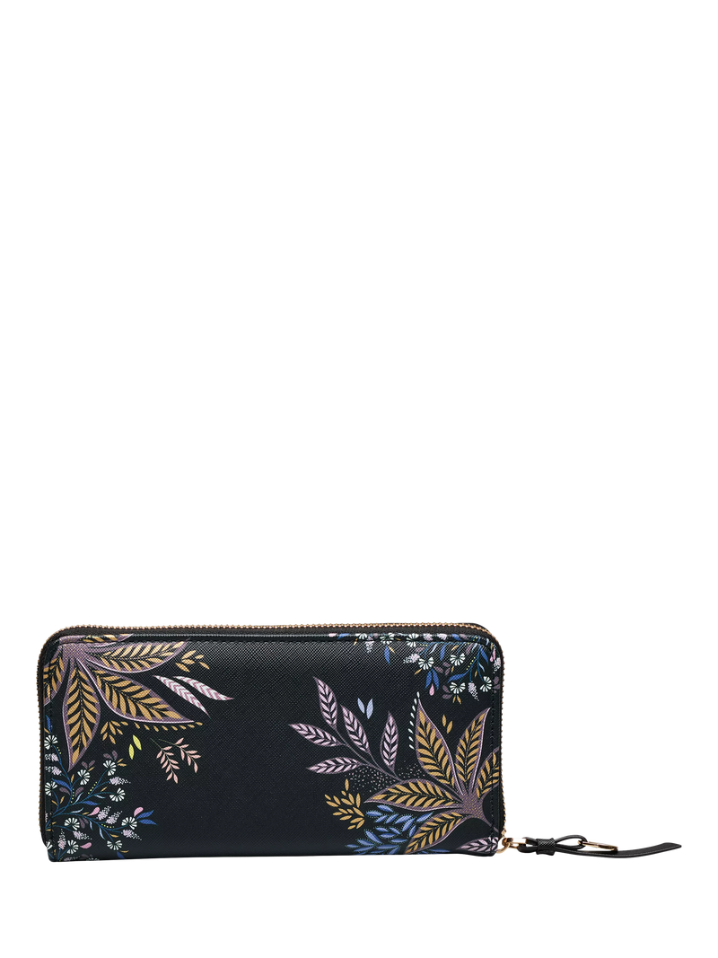 Sara Miller large zip purse Black Botanic print (British brand)