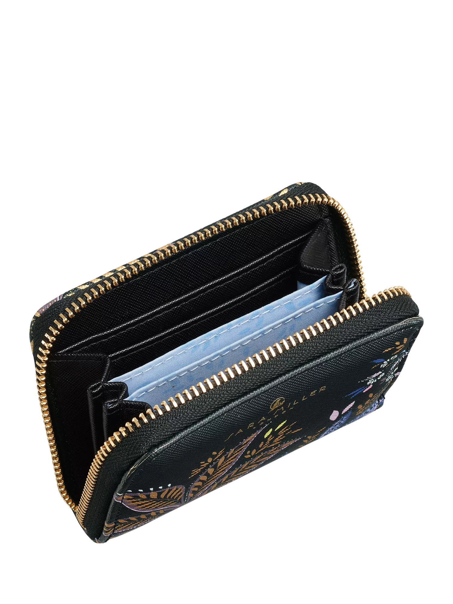 Sara Miller small zip purse black botanic - UK version
