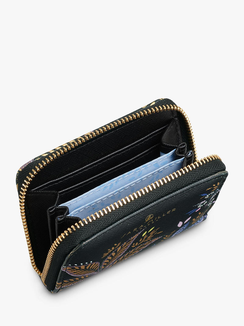 Sara Miller small zip purse black botanic - UK version