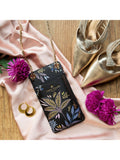 Sara Miller Black Botanic phone pouch with gold chain - British product
