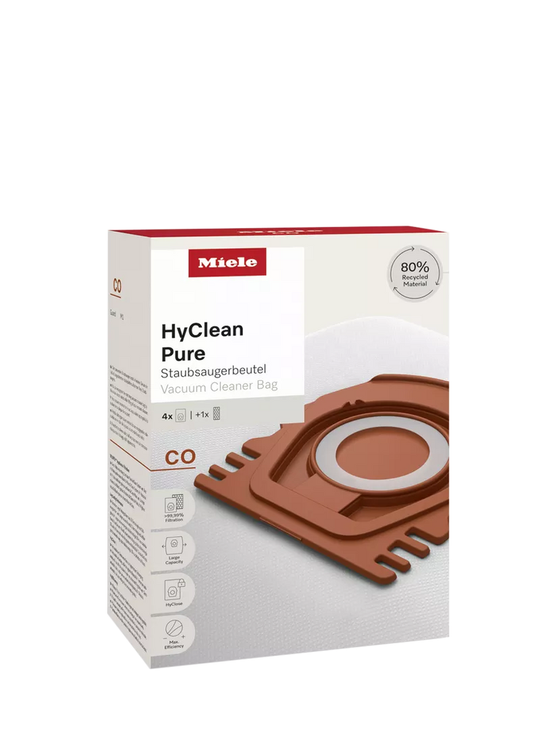 Miele HyClean Pure Co vacuum bags pack of 4, imported from the UK