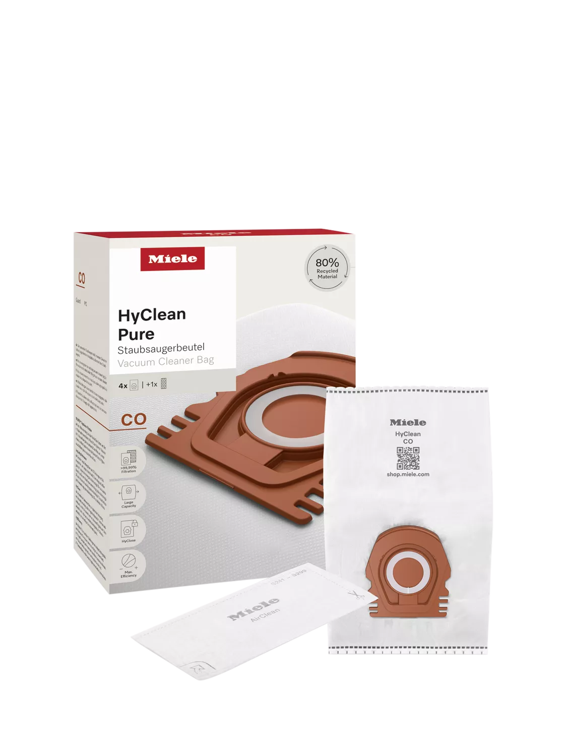 Miele HyClean Pure Co vacuum bags pack of 4, imported from the UK