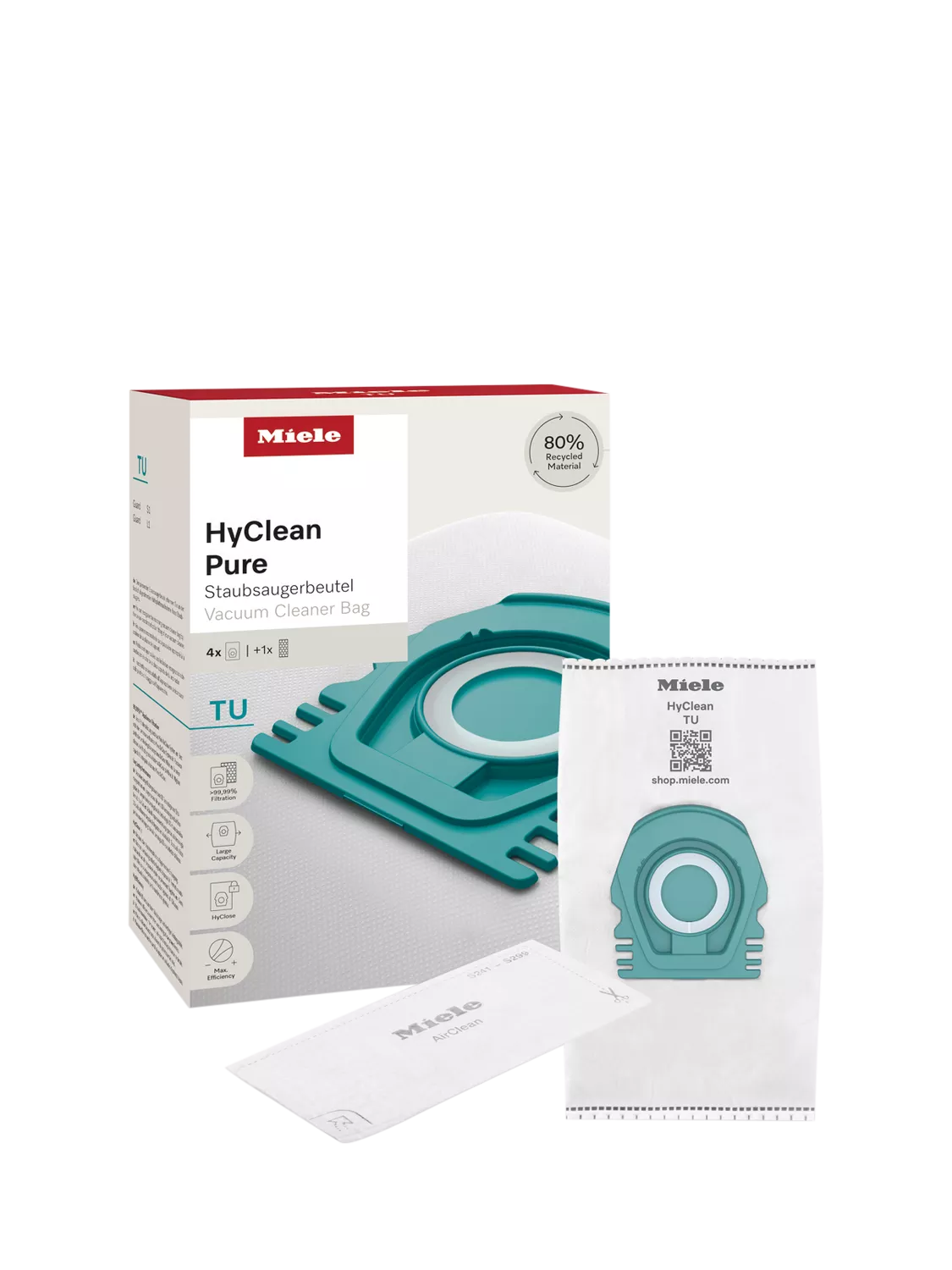 Miele HyClean Pure vacuum bags and filter pack 4 pieces, imported from the UK