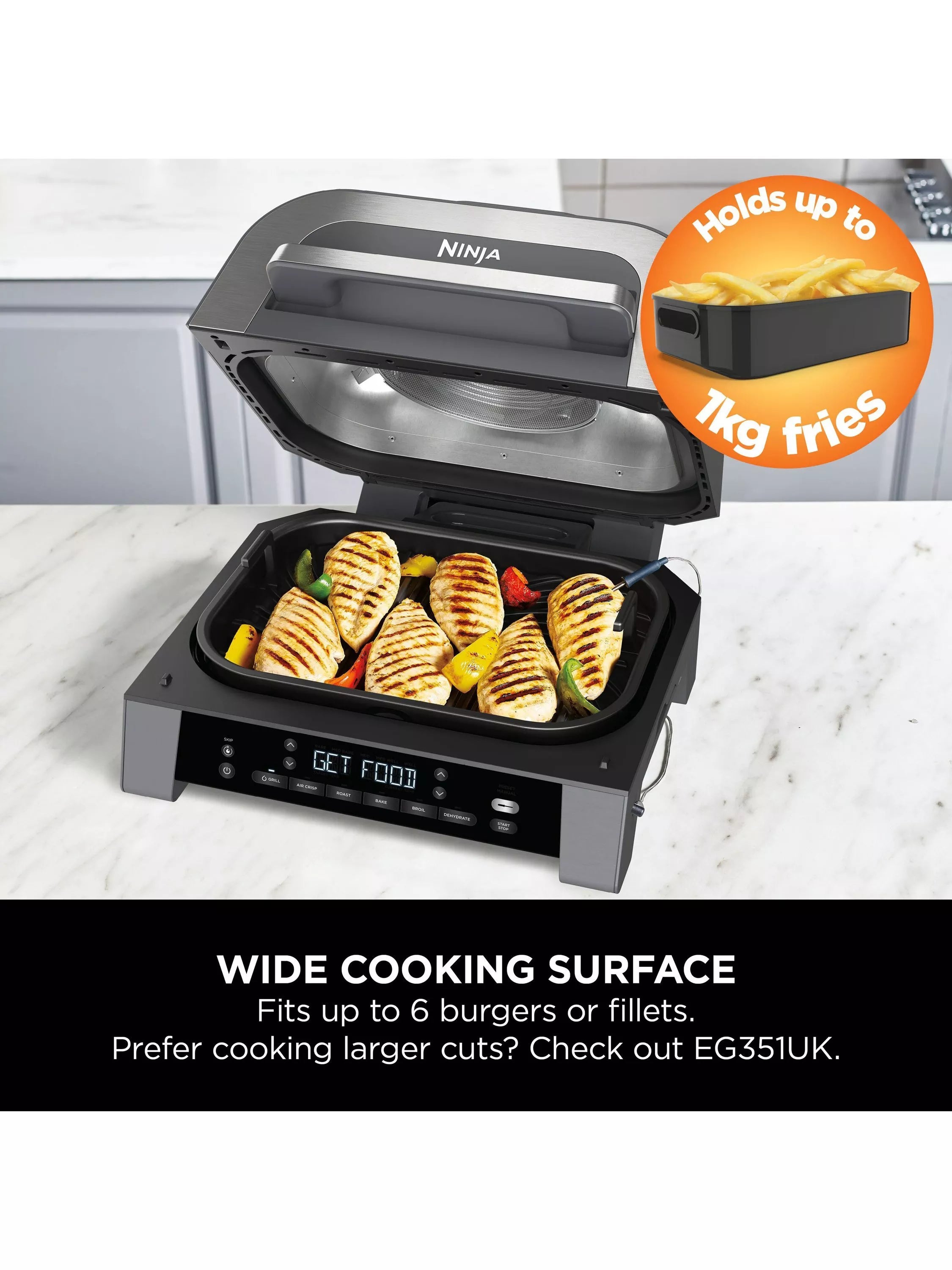 Ninja 6-in-1 MAX Grill & Air Fryer 3.8L, imported from the UK
