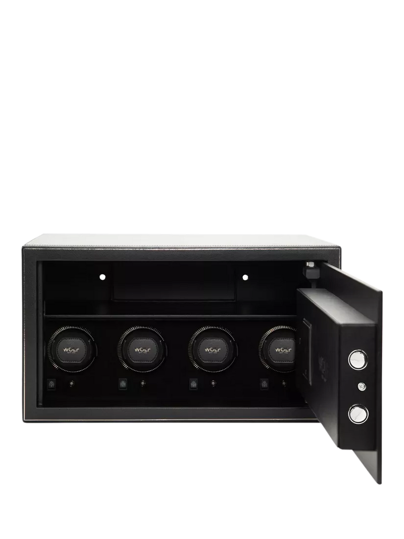 WOLF vegan leather watch winder and safe 4 module black - British product