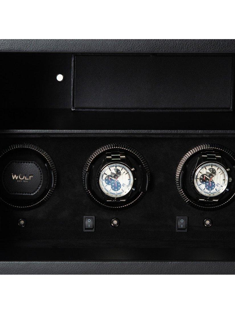 WOLF vegan leather watch winder and safe 4 module black - British product