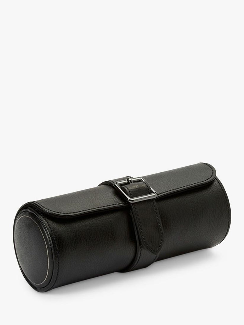 WOLF triple watch roll pebble grain leather (British brand)