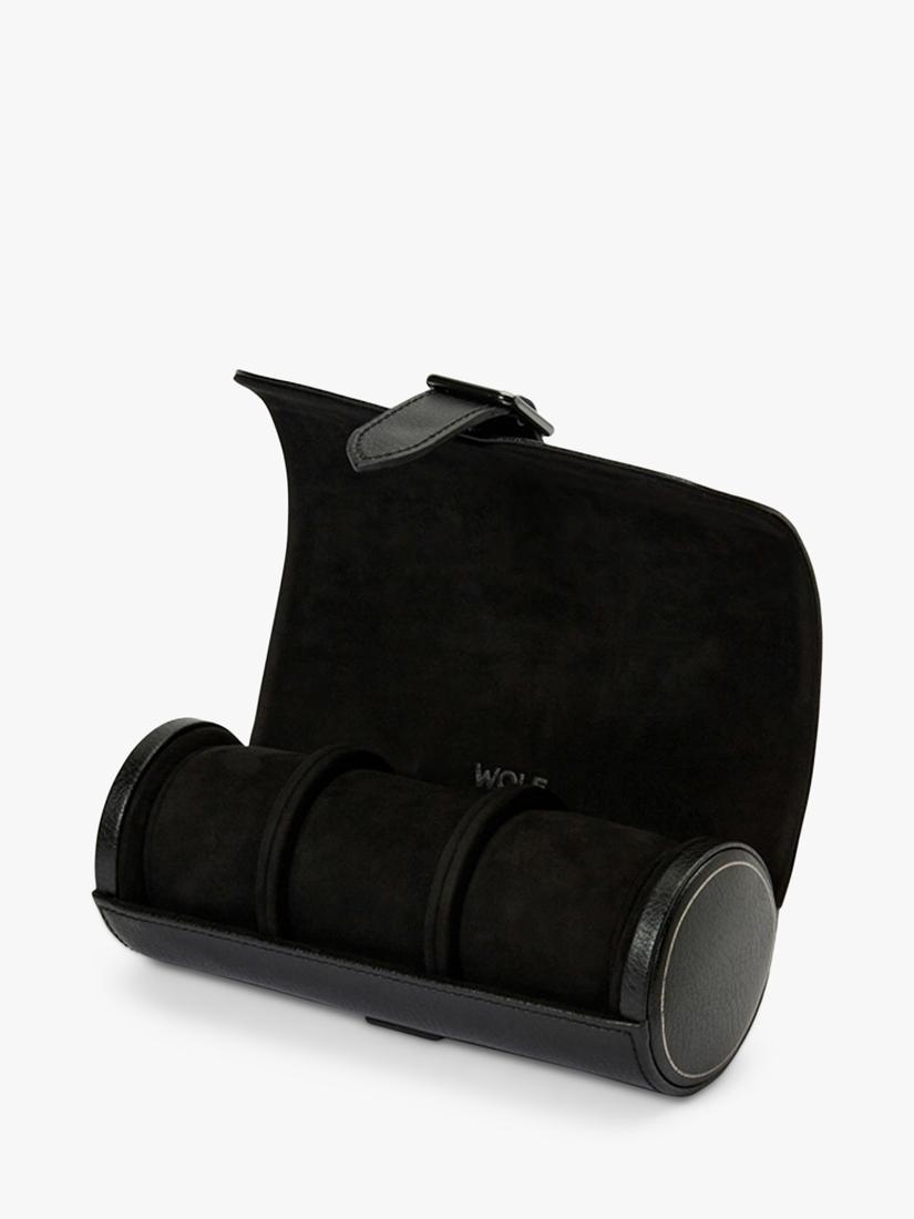 WOLF triple watch roll pebble grain leather (British brand)