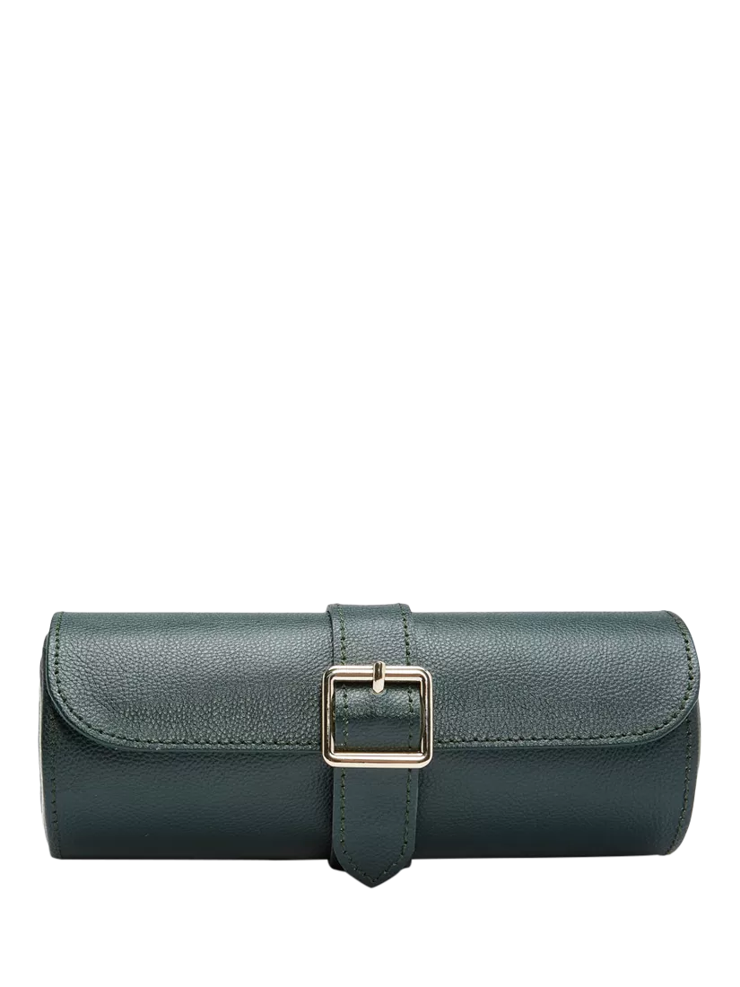 WOLF triple watch roll pebble grain leather (British brand)