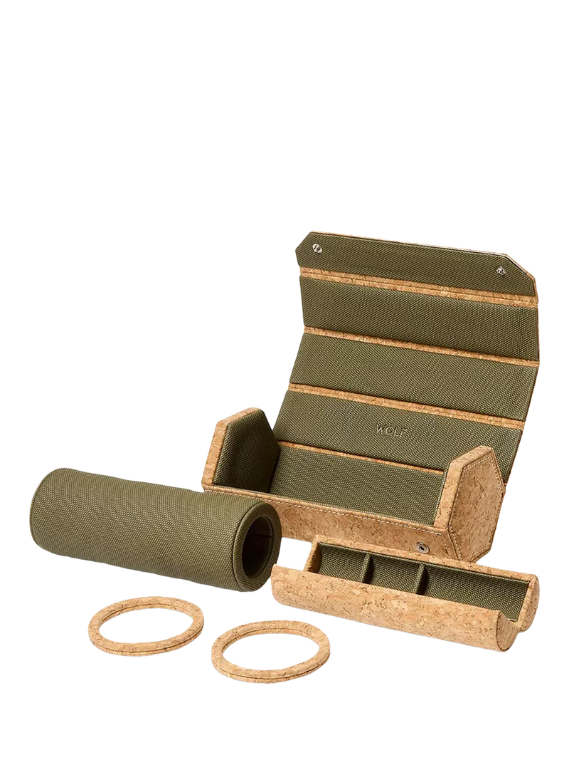 WOLF natural cork triple hexagonal watch roll - British product