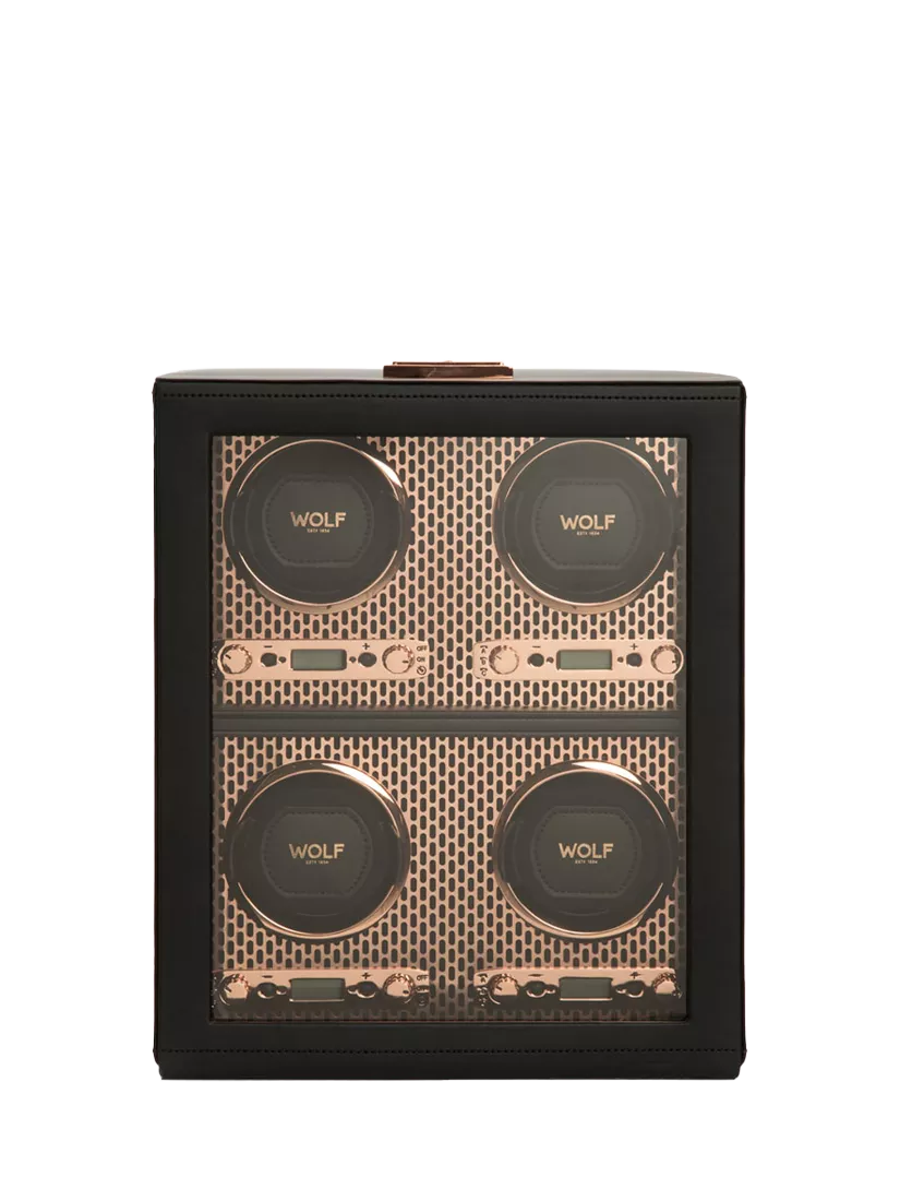 WOLF Axis vegan leather 4-module watch winder, imported from the UK