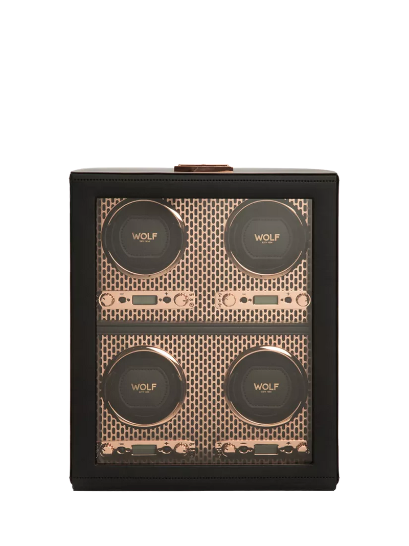 WOLF Axis vegan leather 4-module watch winder, imported from the UK