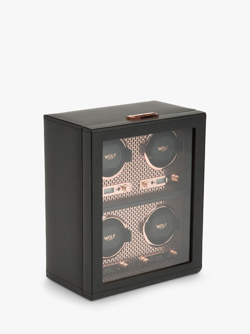 WOLF Axis vegan leather 4-module watch winder, imported from the UK