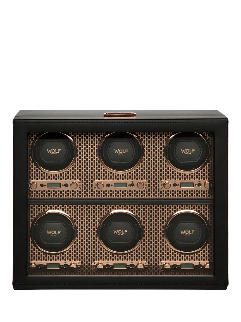 WOLF Axis vegan leather 6 module watch winder, UK version