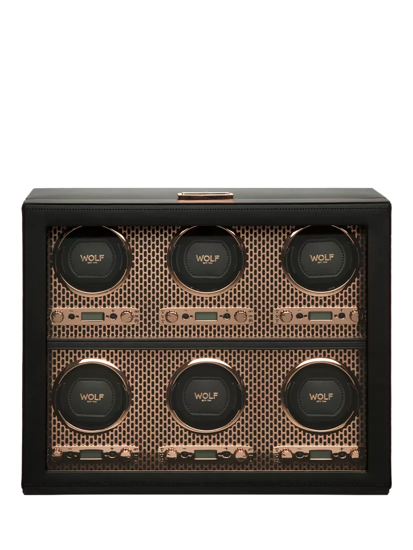 WOLF Axis vegan leather 6 module watch winder, UK version