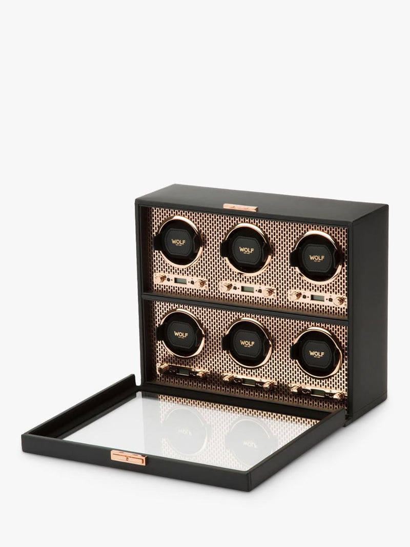 WOLF Axis vegan leather 6 module watch winder, UK version